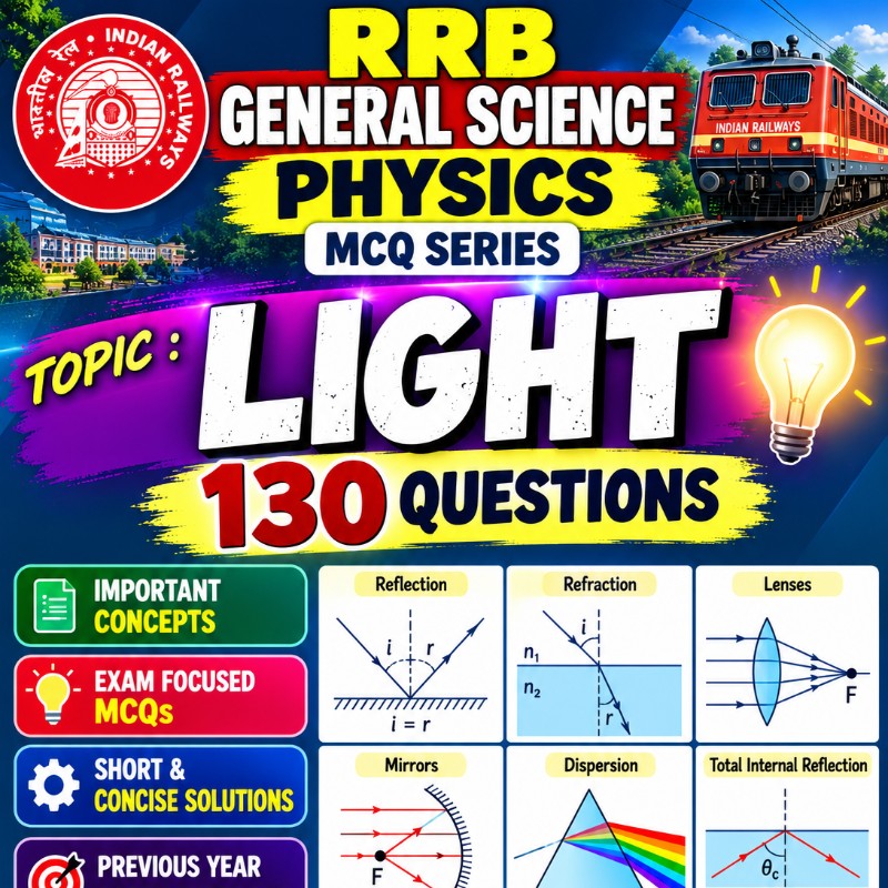 RRB General Science Physics – Light | 130 MCQs with Solutions | Maths by Yugandhar