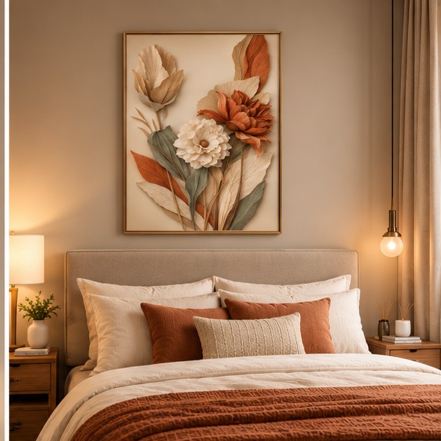 Rustic Botanical Bloom – 3D Floral Wall Art