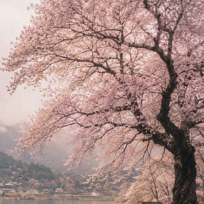 Sakura Lake — Japanese Spring Landscape 4K Wallpaper