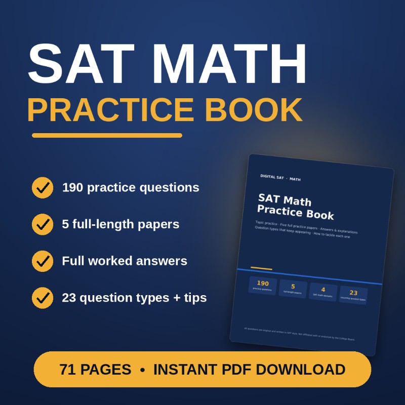 SAT Math Practice Book – 190 Questions + 5 Full Papers with Answers (PDF)