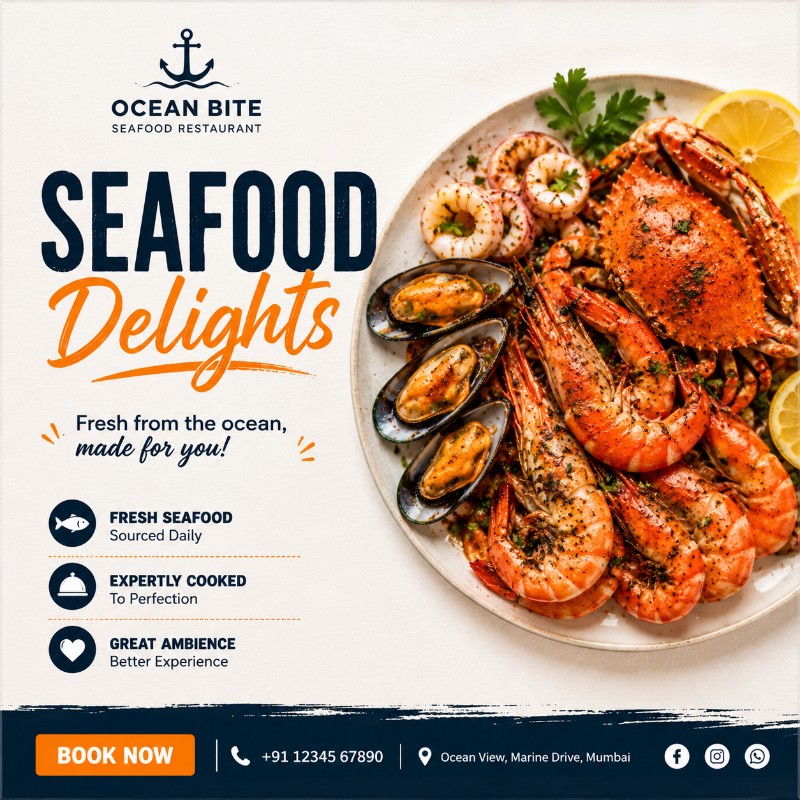 Seafood Restaurant Canva Template
