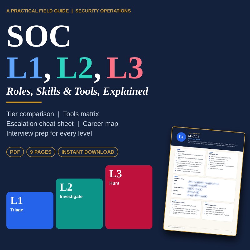 Security Operations Center Career Guide: Tier 1, 2, 3 Roles, Tools & Skills
