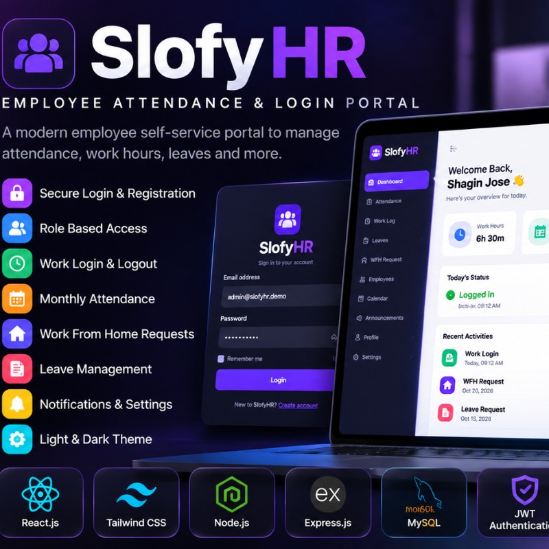 SlofyHR – Employee Attendance & Login Portal