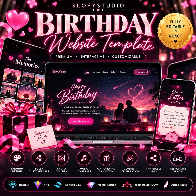 SlofyStudio – Premium Interactive Birthday Website Template