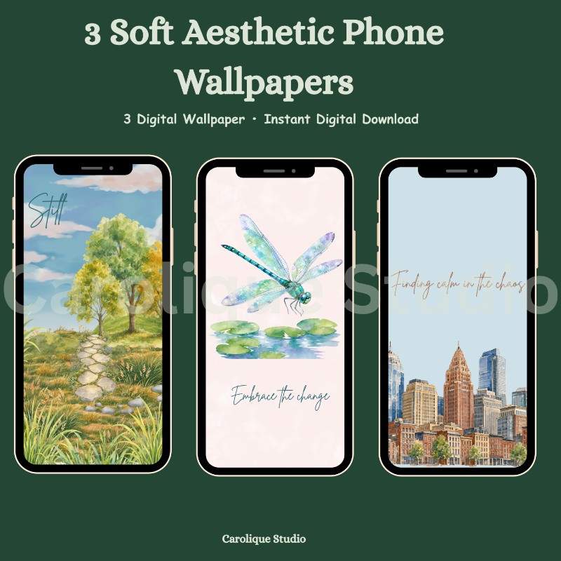 Soft Aesthetic Phone Wallpapers | 3 Watercolor & Nature-Inspired Digital Wallpapers