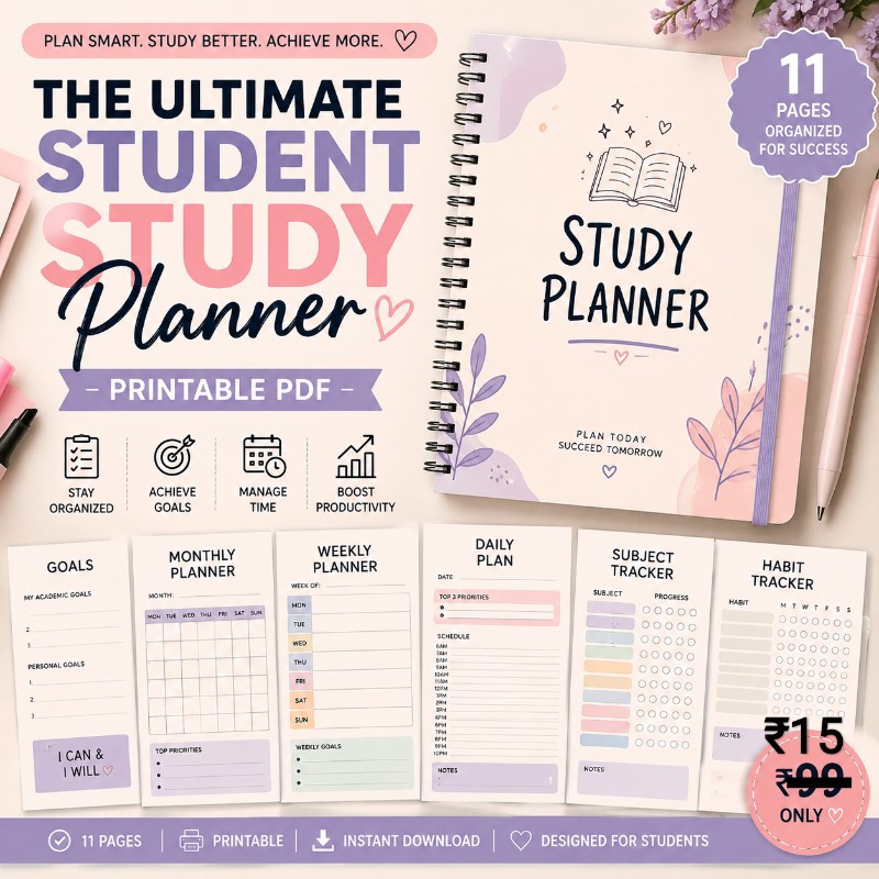 Student Study Planner | Printable PDF. 