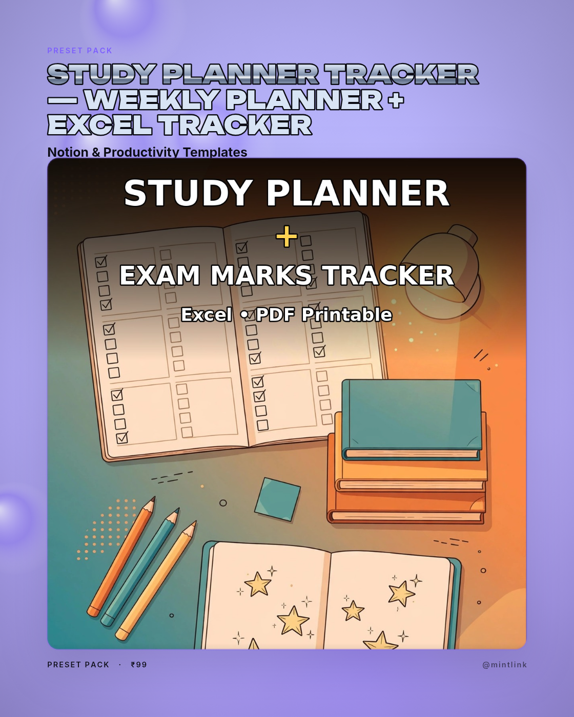 Study Planner Tracker — Weekly Planner + Excel Tracker