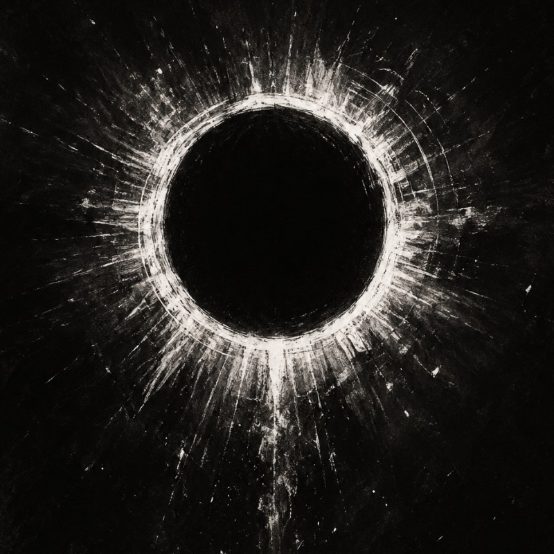 The Black Sun — Monochrome Charcoal Wallpaper