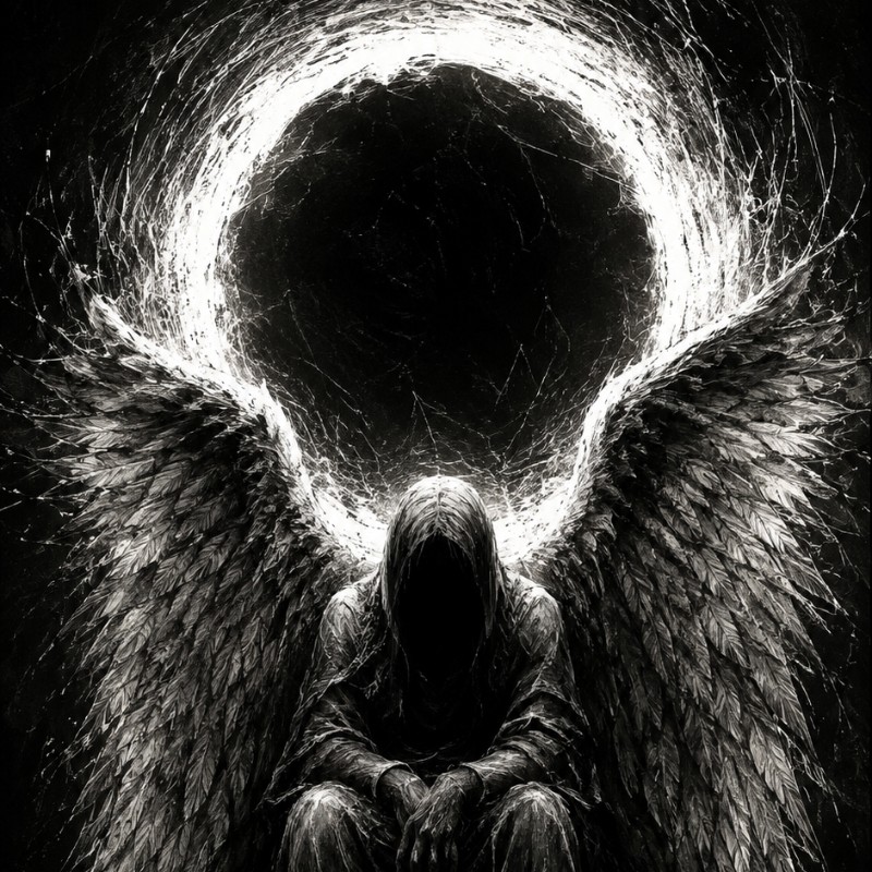 The Forgotten Angel — Dark Gothic Charcoal Wallpaper