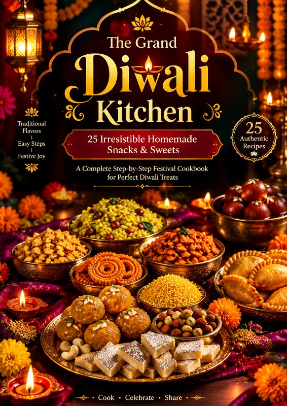 “The Grand Diwali Kitchen: 25 Irresistible Homemade Snacks & Sweets”