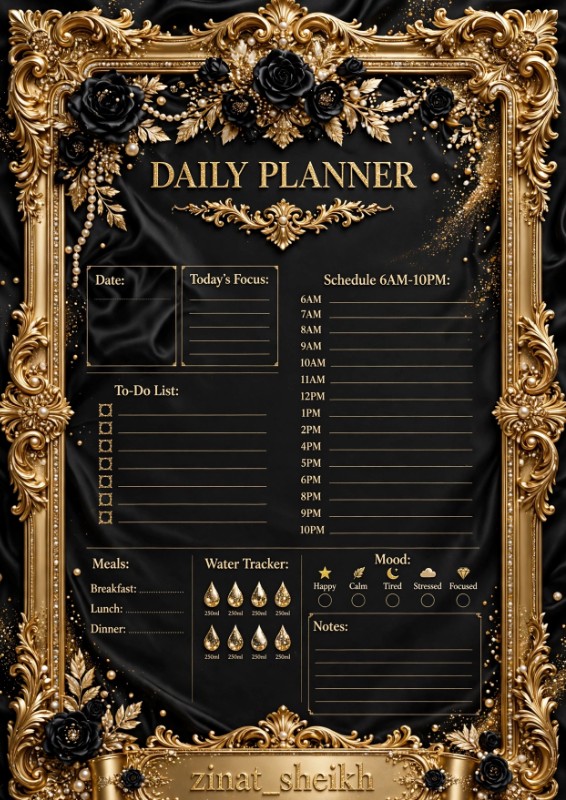 Title: Black Gold Ultra Luxury Daily Planner by zinat_sheikh Price: Rs. 249