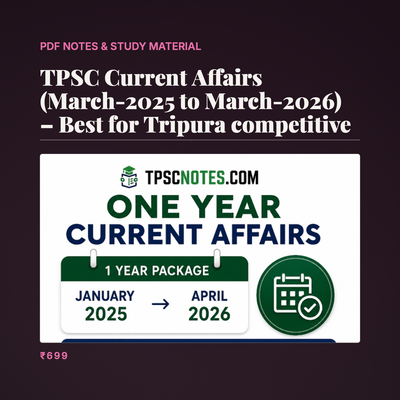 TPSC Current Affairs (March-2025 to March-2026) – Best for Tripura competitive Exams