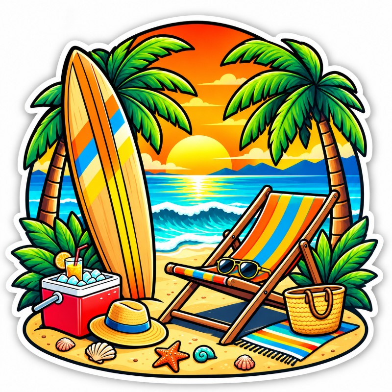 Tropical Beach Summer Sticker 