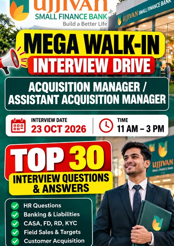 Ujjivan Small Finance Bank Interview Preparation Kit  | Acquisition Manager