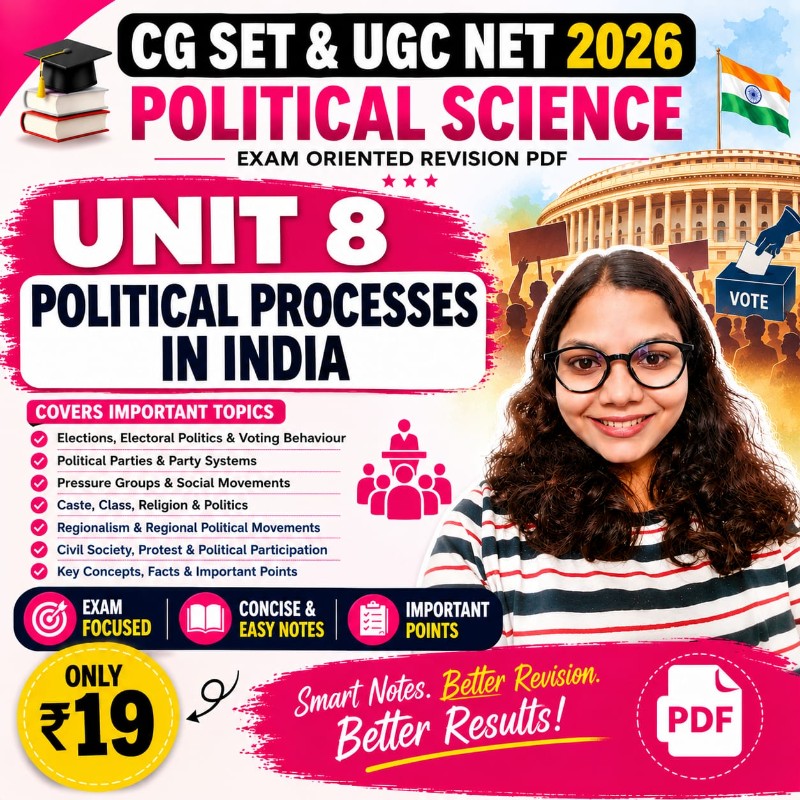 Unit 8 –  Political Processes in India | CG SET & UGC NET 2026 Political Science Exam-Oriented Revision PDF