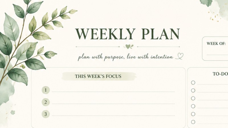 Weekly planner _ Greenery theme