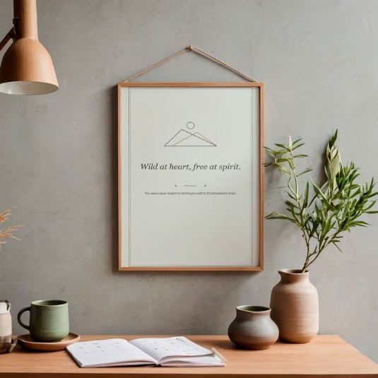 Wild At Heart, Free At Spirit – Boho Mountain Wall Art Print